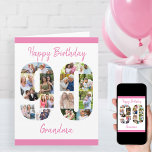 90. Geburtstag Nummer 90 FotoCollage Big Custom Karte<br><div class="desc">Erstellen Sie Ihre eigene 90. Geburtstagskarte mit einer einzigartigen Collage aus Foto. Diese große Geburtstagskarte hat eine große Zahl von 90 Ausschnitten, gefüllt mit Ihren Lieblings-Fotos und kann für Oma, Nana oder mit einem Namen personalisiert werden. Die Vorlage ist Set für Sie, um die Nachrichten in der Karte bearbeiten und...</div>