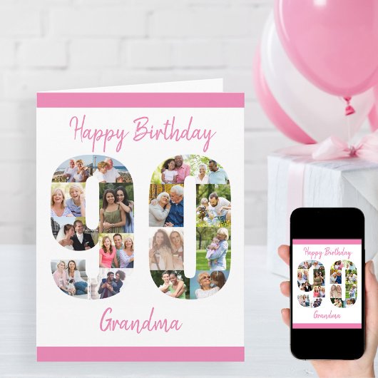 90. Geburtstag Nummer 90 FotoCollage Big Custom Karte