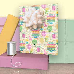 90. Geburtstag Nummer Kerzen Cake Ballon Geschenkpapier Set
