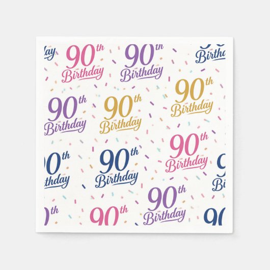 90. Geburtstag Papiertücher, Neunzigster Geburtsta Serviette (Vorderseite)