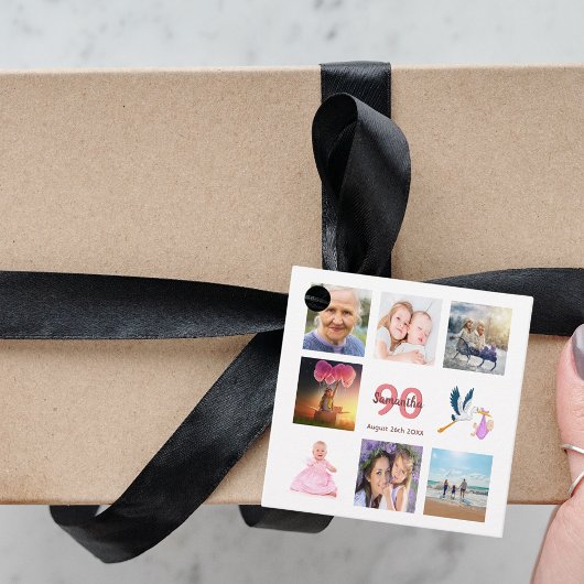 90. Geburtstag Party Foto Collage danke Geschenkanhänger