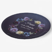 90. Geburtstag Personalisiert Moody Lila Blume Pappteller (Schrägansicht)