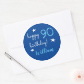 90. Geburtstag Personalisierte blaue Stickers (Umschlag)