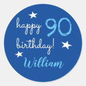 90. Geburtstag Personalisierte blaue Stickers (Vorderseite)