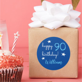 90. Geburtstag Personalisierte blaue Stickers