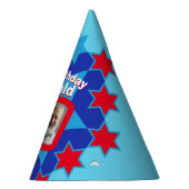 90. Geburtstag personalisierter Foto-Stern-Name Partyhütchen (Rechts)
