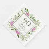 90. Geburtstag Pink Hydrangeas Serviette (Ecke)