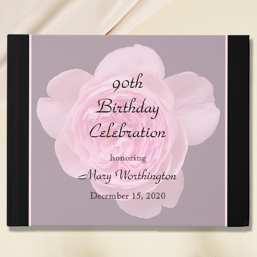 90. Geburtstag Pink Rose Gästebuch