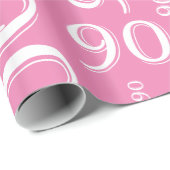90. Geburtstag Pink & White Zufallszahlenmuster Geschenkpapier (Rolleneckpunkt)