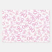 90. Geburtstag Pink & White Zufallszahlenmuster Geschenkpapier Set (Vorderseite)