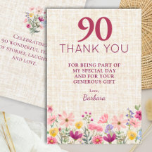 90. Geburtstag Pink Wildflower Linen Würdigung