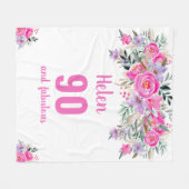 90. Geburtstag pinkfarbene Blumenvlies-Decke Fleecedecke (Vorderseite (Horizontal))