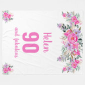 90. Geburtstag pinkfarbene Blumenvlies-Decke Fleecedecke (Vorderseite (Horizontal))