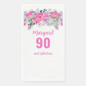 90. Geburtstag pinkfarbenes Party Serviette (Vorderseite)