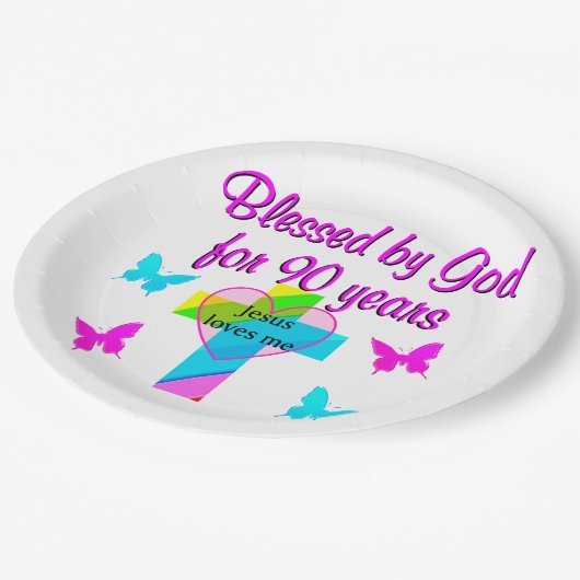 90. GEBURTSTAG PRAYER PAPPTELLER (Schrägansicht)