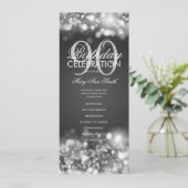 90. Geburtstag Programm Glam Lights Silver Menü (Stehend Vorderseite)