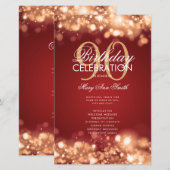 90. Geburtstag Programm Lights Red Gold mit Menü (Vorne/Hinten)