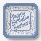90. Geburtstag Random Number Pattern Blau Weiß Pappteller (Vorderseite)