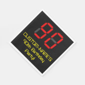 90. Geburtstag: Red Digital Clock Style "90" + Nam Serviette (Ecke)