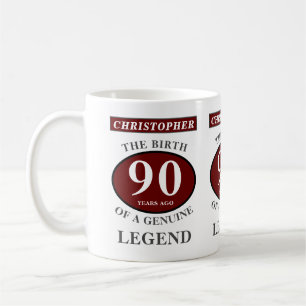 90. Geburtstag Red Genuine Legend Ihren Namen hinz Kaffeetasse