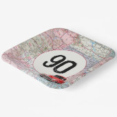 90. Geburtstag Red Retro Truck auf Roadmap Pappteller (Gewinkelt)