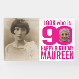 90. Geburtstag rosa Aussehen 90 benutzerdefinierte Banner