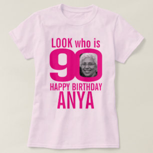 90. Geburtstag rosa Aussehen 90 benutzerdefinierte T-Shirt