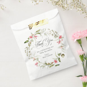 90. Geburtstag Rosa Blumen Danke Geschenktütchen