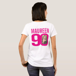 90. Geburtstag rosa individuelle Name und Fotovorl T-Shirt