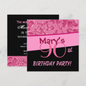 90. Geburtstag Rosa Vintage Blume Vorlage (Vorne/Hinten)