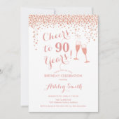 90. Geburtstag - Rose 90 Jahre Gold Weiß Einladung (Vorderseite)