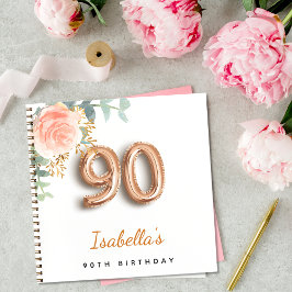 90. Geburtstag Rose Gold Eukalyptus Gästebuch Notizblock