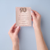 90. Geburtstag Rose Gold Glitzer Einladung Flyer (Gruppe)