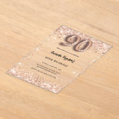 90. Geburtstag Rose goldenes Party Acryleinladungen (Ablage )