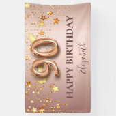 90. Geburtstag Rose Goldstars Rosa Ballon Drehbuch Banner (Vertikal)