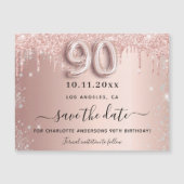 90. Geburtstag Rose Silber speichern Sie das Datum Magnetkarte (Vorderseite)