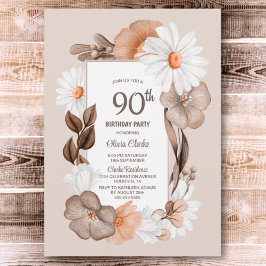 90. Geburtstag Rustic Boho Floral Party Einladung