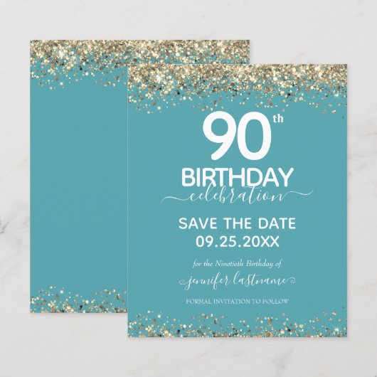 90. Geburtstag Save the Date Einladung (Vorne/Hinten)