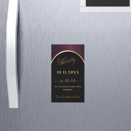 90. Geburtstag schwarz borundy Speichern Sie den D Magnetkarte