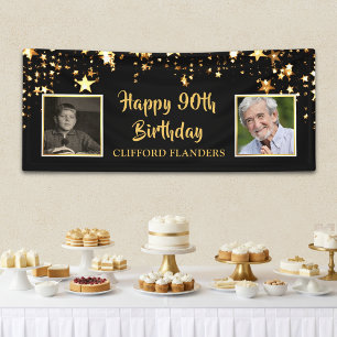 90. Geburtstag Schwarz Gold Sterne Fotos Personali Banner