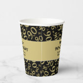 90. Geburtstag Schwarz/Gold Zufallszahl Muster 90 Pappbecher (Rechts)