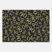 90. Geburtstag Schwarz & Gold Zufallszahlenmuster Geschenkpapier Set (Vorderseite)