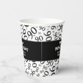 90. Geburtstag Schwarz/Weiß Random Number Pattern  Pappbecher (Rechts)