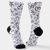 90. Geburtstag Schwarz/Weiß Random Number Pattern Socken (Gewinkelt)