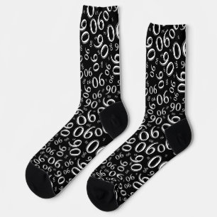90. Geburtstag Schwarz/Weiß Random Number Pattern  Socken