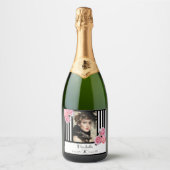 90. Geburtstag Schwarz-weiße Streifen Blumenkohl-F Schaumweinetikett (Vorderseite)