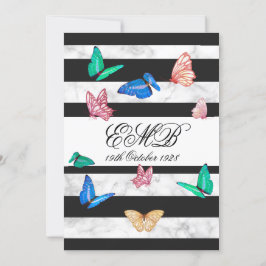 90. Geburtstag Schwarz-weißer Schmetterling Geburt Einladung