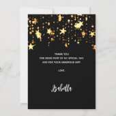 90. Geburtstag schwarze goldene Sterne Dankeskarte (Rückseite)