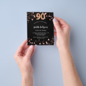 90. Geburtstag Schwarze Rose Gold Einladung Flyer (Gruppe)