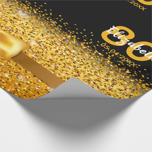 90. Geburtstag schwarzer Goldbug Geschenkpapier (Ecke)